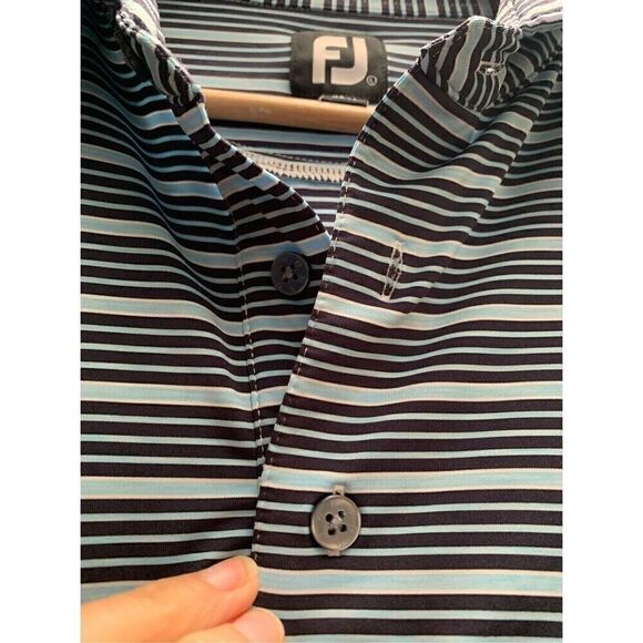 FootJoy Striped Golf Polo Shirt Mens Short Sleeve Performance Casual - Picture 6 of 8